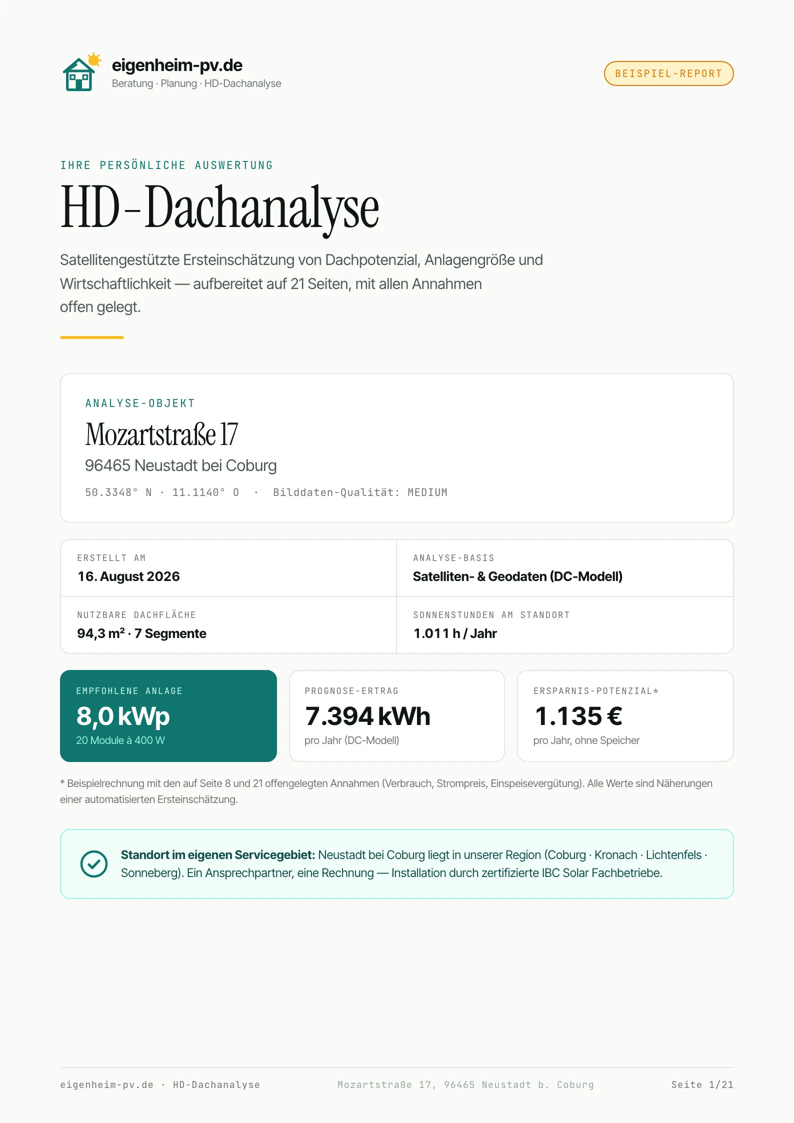 Beispielseite aus dem Premium-Report (Mozartstr. 17)