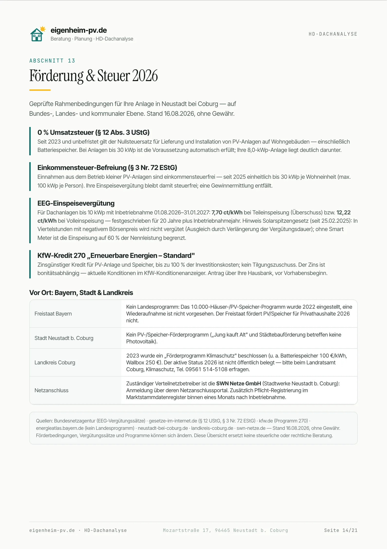 Beispielseite aus dem Premium-Report (Mozartstr. 17)